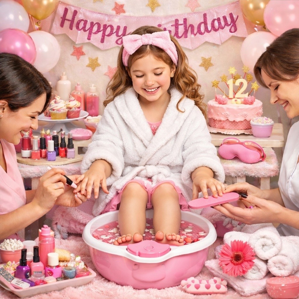 Maniküre bei der Beauty Party – Bunte Nägel mit Glitzer und Verzierungen